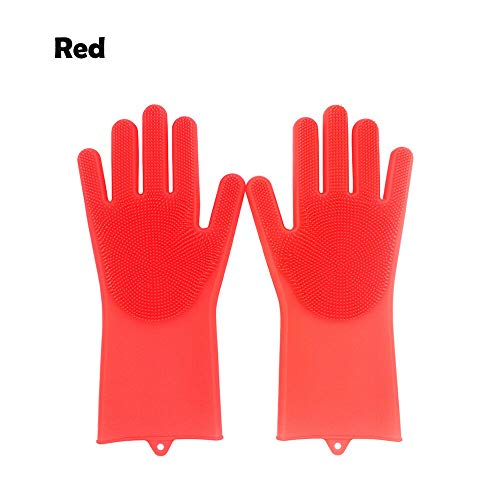 Magic Silicone Dish Washing Gloves Scrubber Cleaning Scrub Heat Resistant Gloves