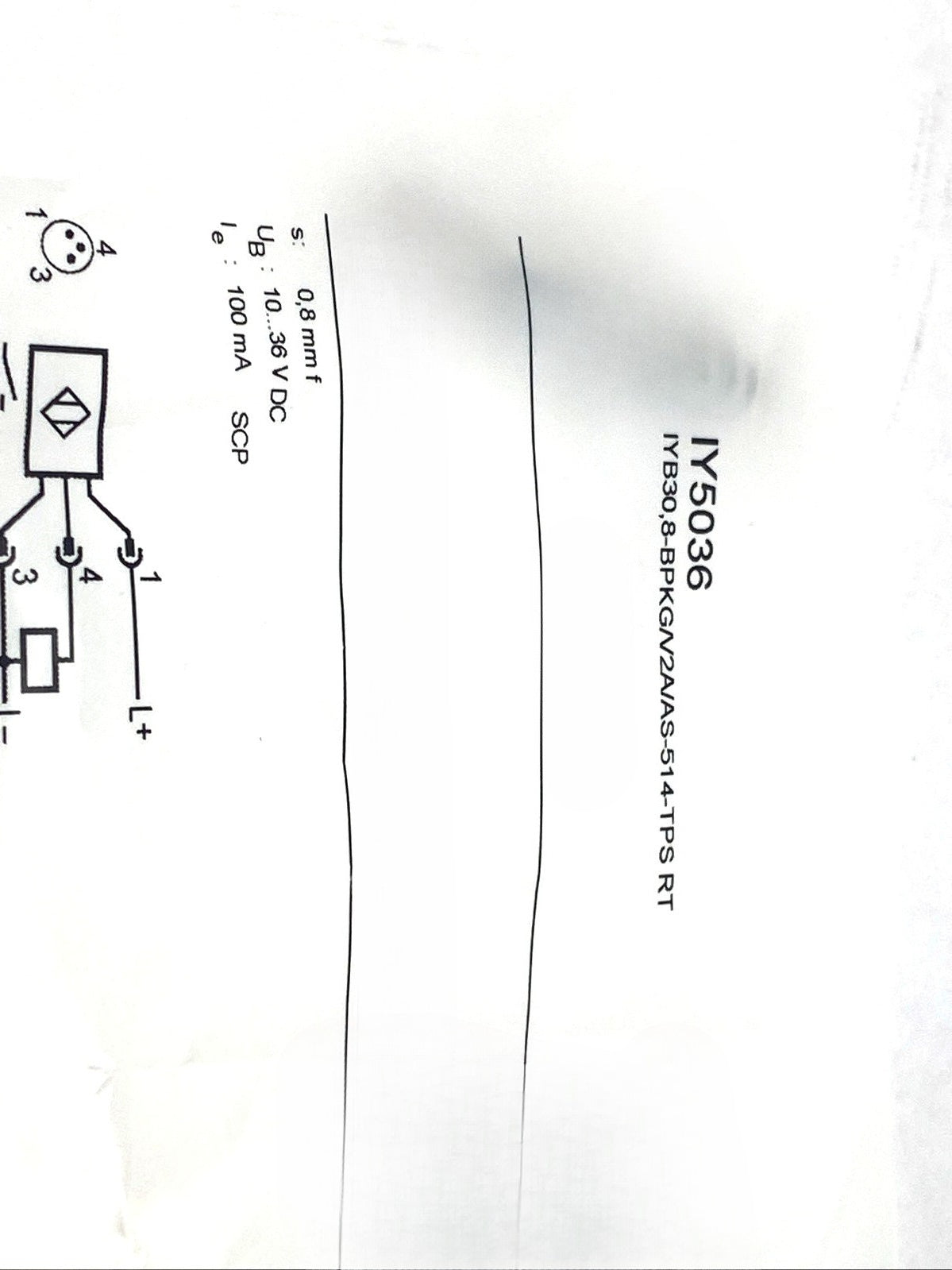 IY5036 Inductive Sensor IYB30,8-BPKG/V2A/AS-514 RT for ifm