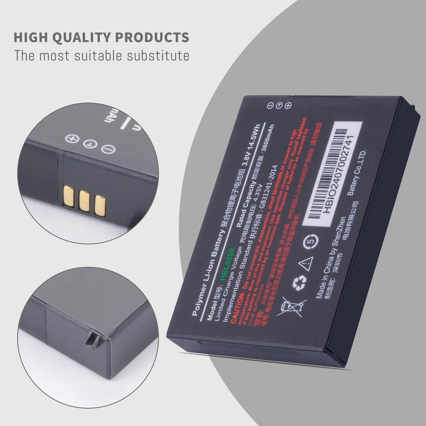 HBL6200 Battery for UROVO I6200S i6300A PDA 6200 6300 Barcode Scanner Battery with The Capacity 3.8V 4000mah/15.2wh Upgraded Version New Li-ion Battery Replacement