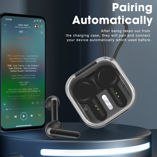 AKZ-S21 Sports Earphones Mini Transparent Shell Bluetooth Earphones TWS Lightweight Running Type-c Charging Port