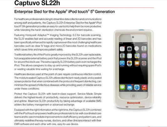 Honeywell Captuvo SL22H Series Enterprise Sled for Apple iPod touch Part No: SL22-023302-H-k