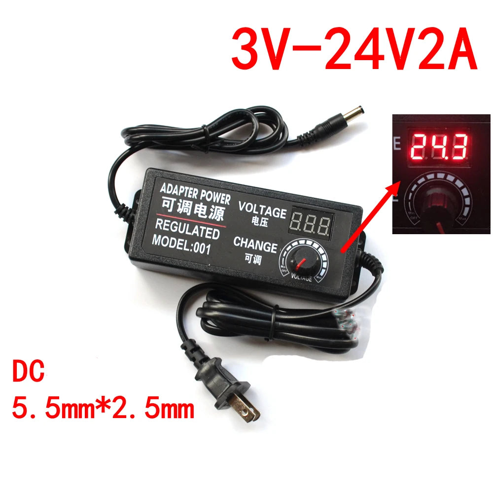 3-24V 2A New Adjustable power adapter For Voltage regulation with display power supply