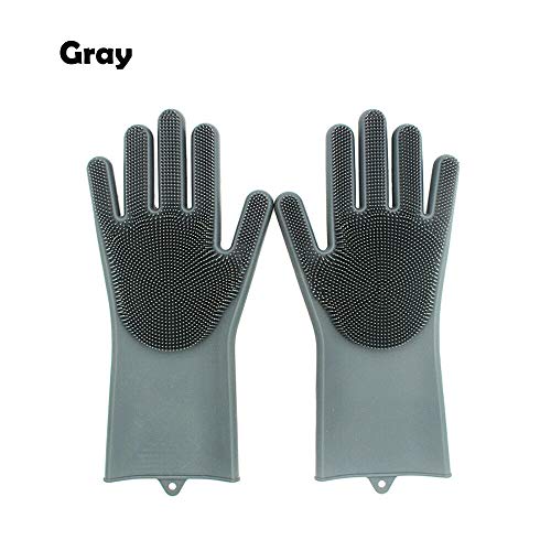Magic Silicone Dish Washing Gloves Scrubber Cleaning Scrub Heat Resistant Gloves
