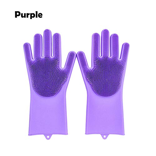 Magic Silicone Dish Washing Gloves Scrubber Cleaning Scrub Heat Resistant Gloves