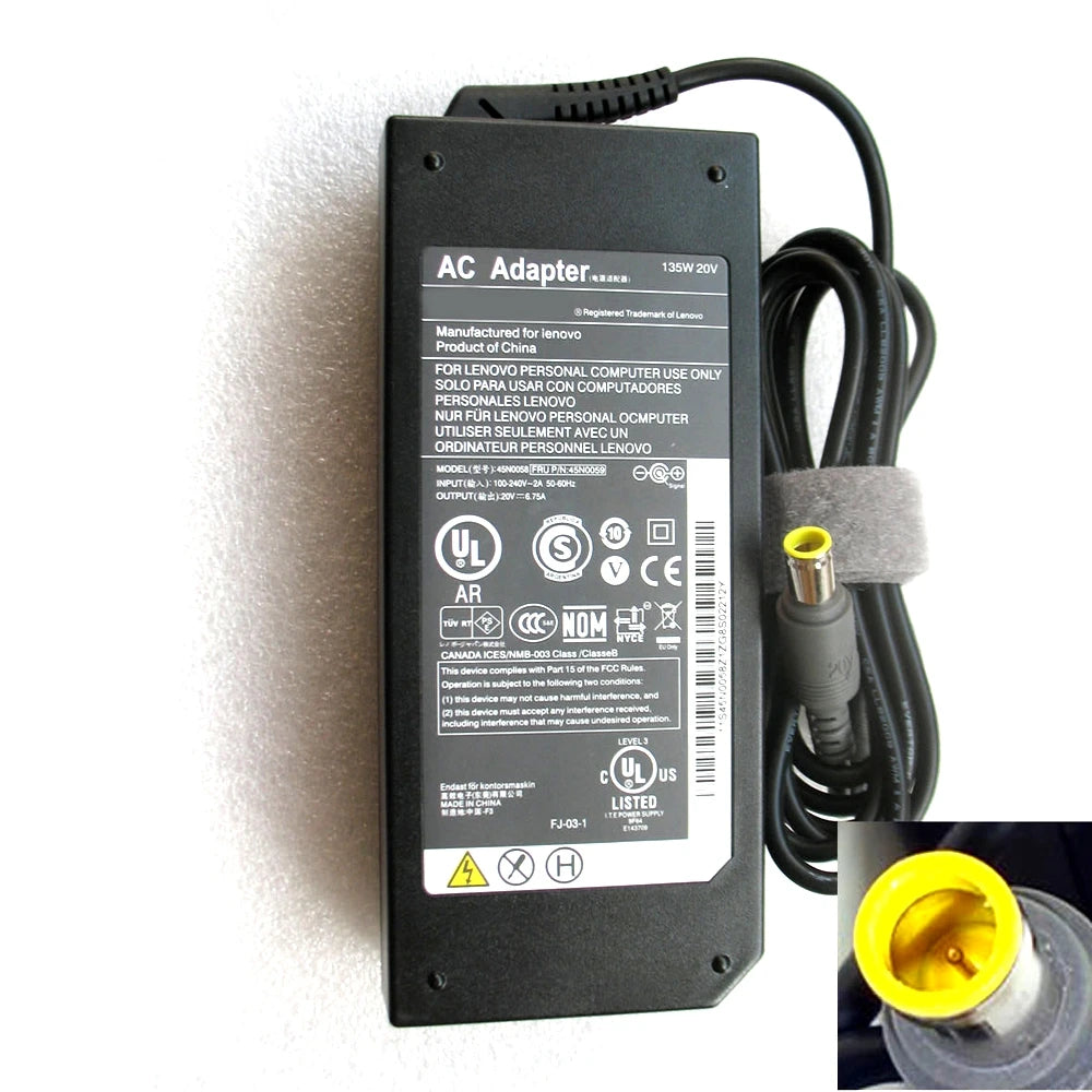 Fit for Lenovo 20V 6.75A 135W AC Adapter for ThinkPad W510/ T520 Series
