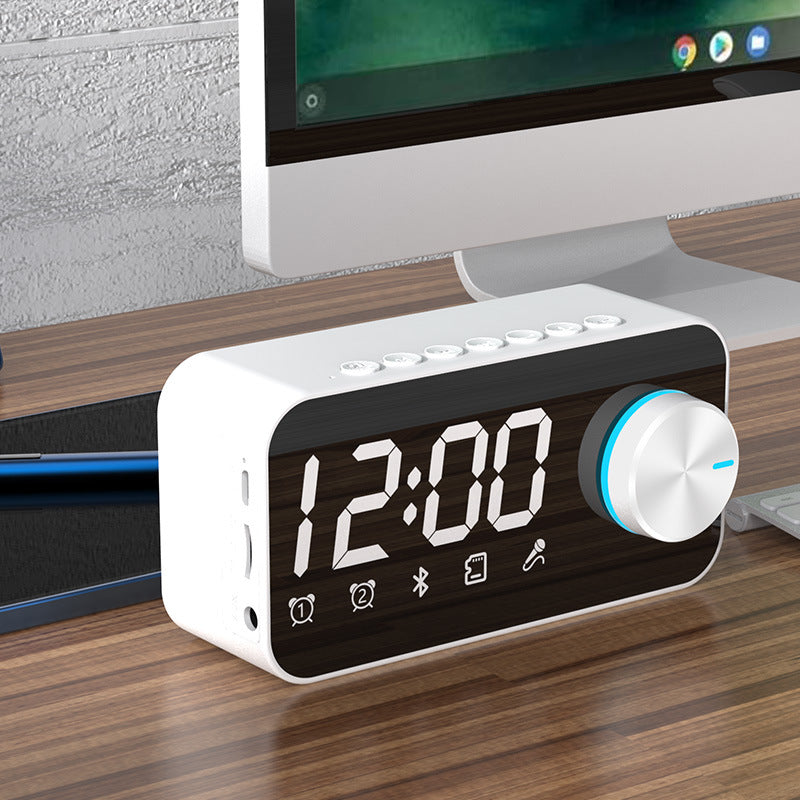Bluetooth speaker, subwoofer, portable small stereo, mini clock, outdoor home dual alarm clock, large volume