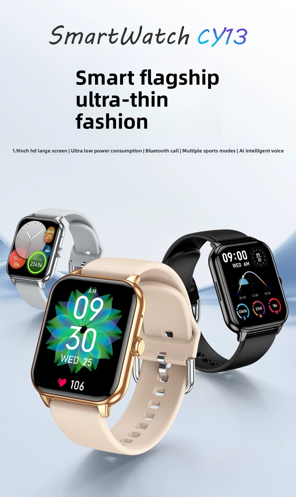 CY13 smart watch custom dial heart rate blood oxygen men's and women's sports fitness watch