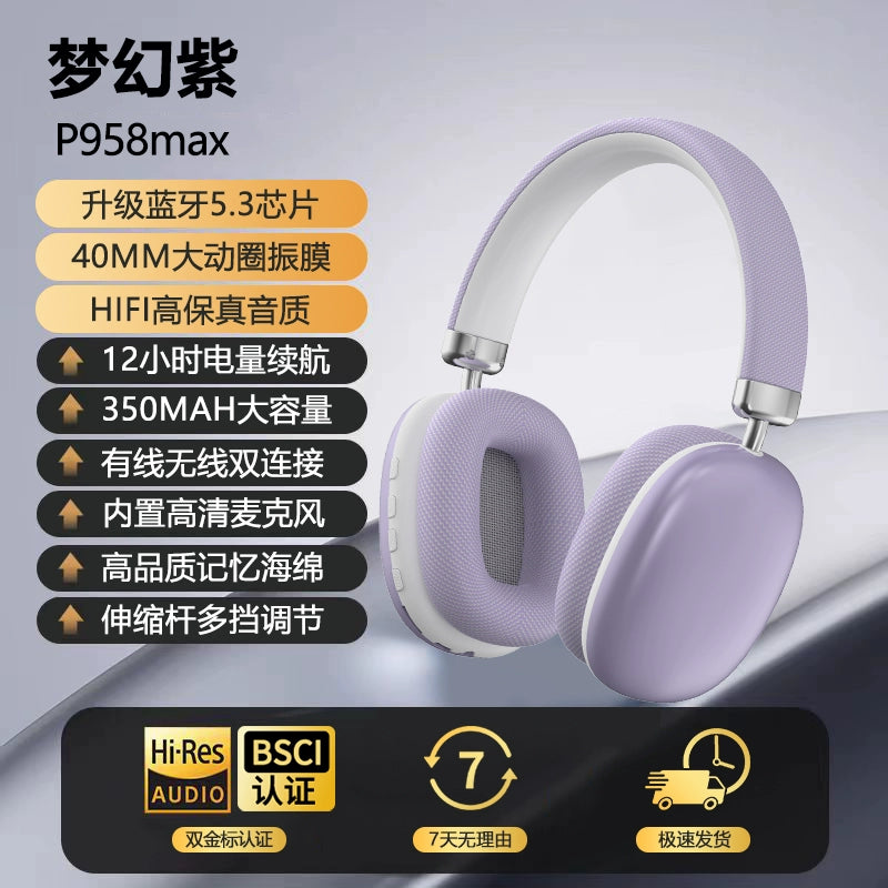 P958MAX wireless headset Bluetooth headset with long battery life Type-C headset for wired gaming