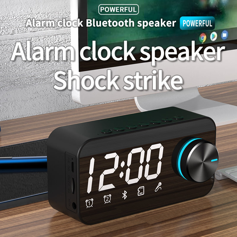 Bluetooth speaker, subwoofer, portable small stereo, mini clock, outdoor home dual alarm clock, large volume