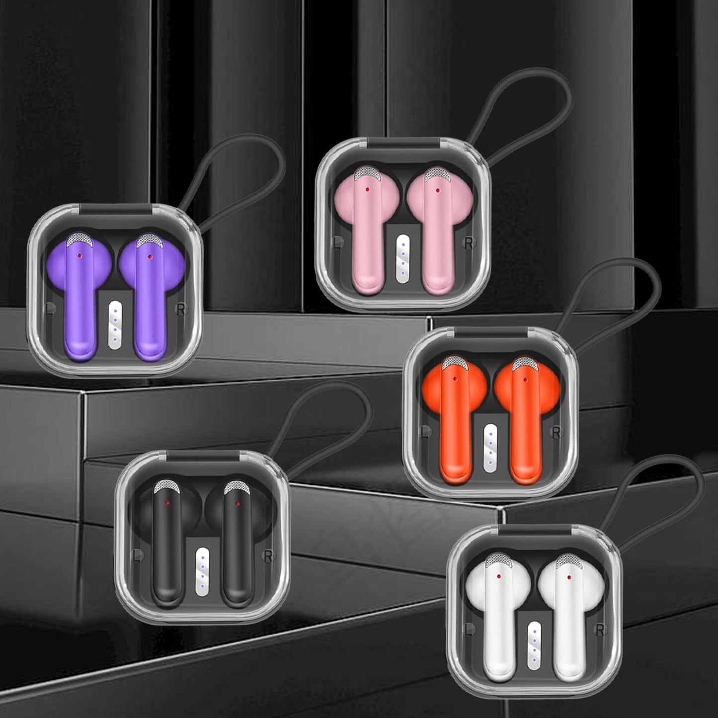 AKZ-S21 Sports Earphones Mini Transparent Shell Bluetooth Earphones TWS Lightweight Running Type-c Charging Port