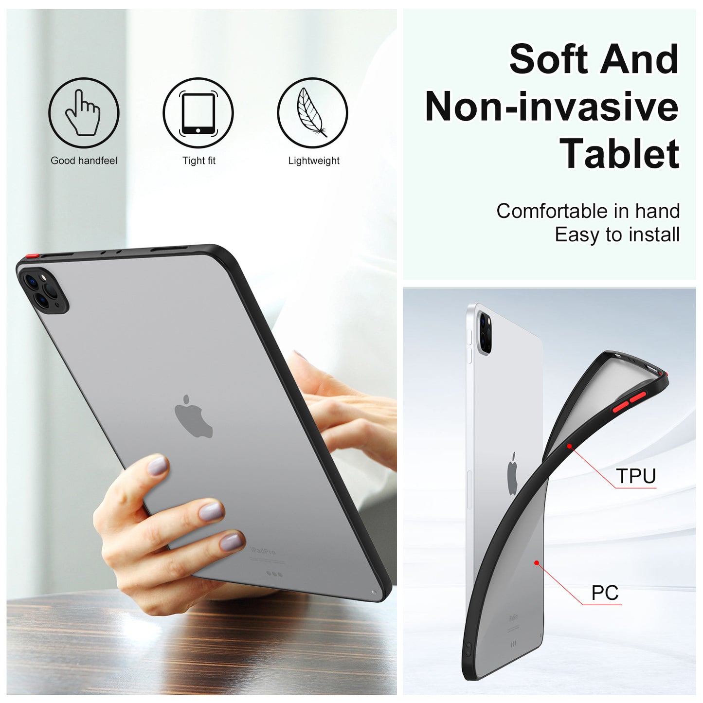 For IPAD11PRO 10.2/9 inch AIR5 4 3 2 mini4 5 6 flat protective shell skin feel