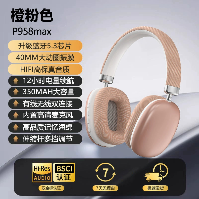 P958MAX wireless headset Bluetooth headset with long battery life Type-C headset for wired gaming
