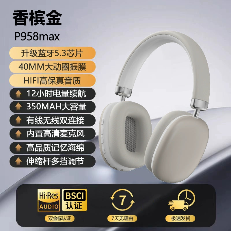 P958MAX wireless headset Bluetooth headset with long battery life Type-C headset for wired gaming