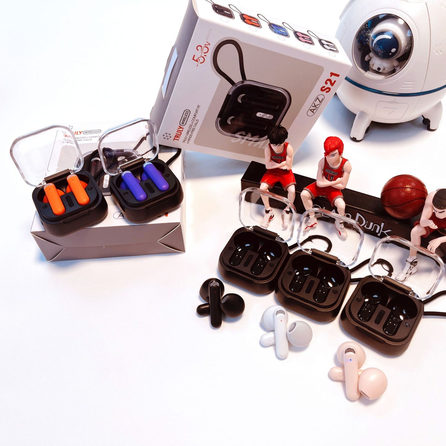 AKZ-S21 Sports Earphones Mini Transparent Shell Bluetooth Earphones TWS Lightweight Running Type-c Charging Port