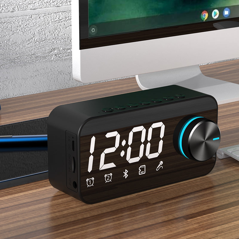 Bluetooth speaker, subwoofer, portable small stereo, mini clock, outdoor home dual alarm clock, large volume
