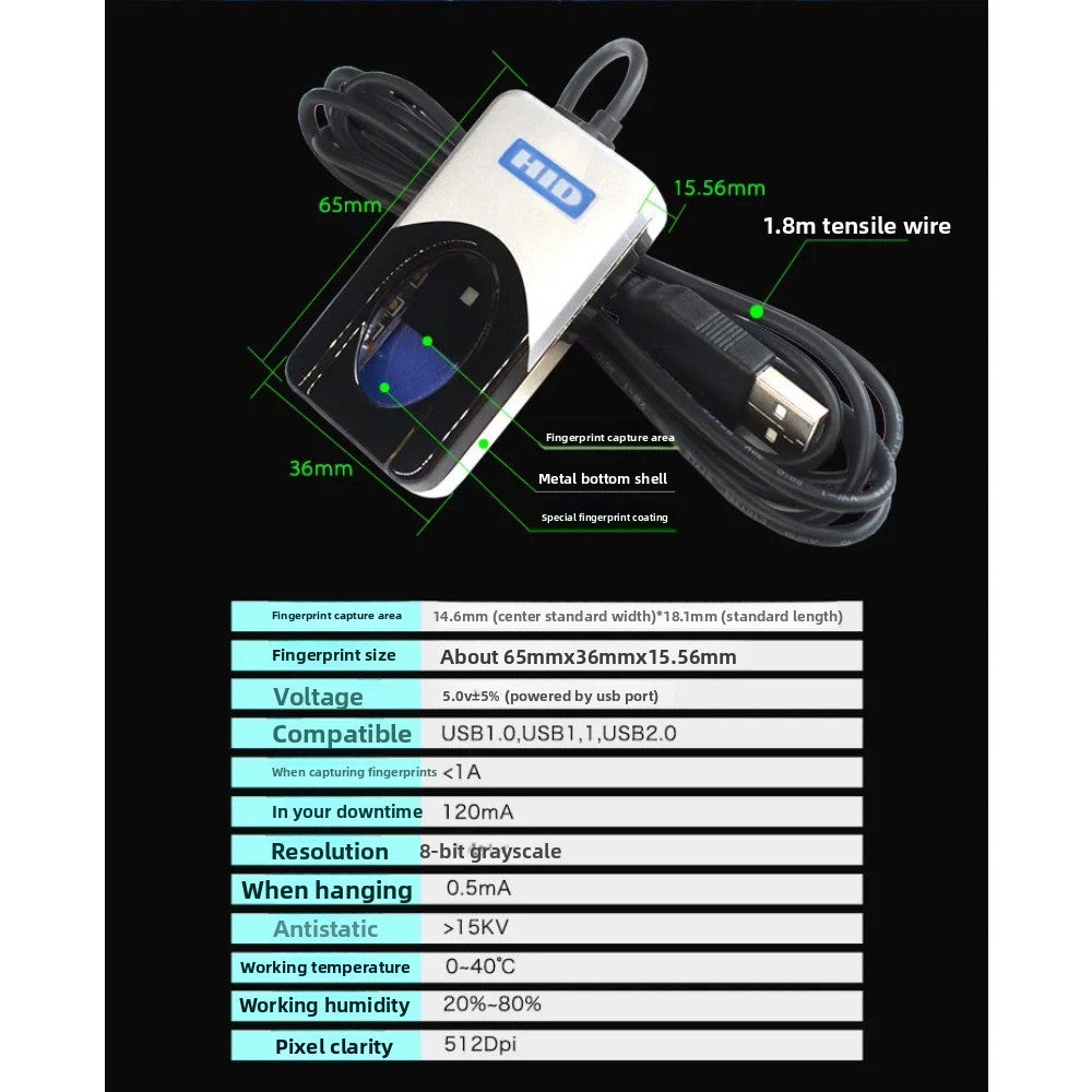 4500 USB Fingerprint Reader (50013-XXX- 2023) For HID Digital Persona U.are.U