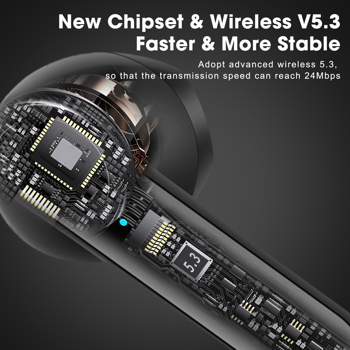 AKZ-S21 Sports Earphones Mini Transparent Shell Bluetooth Earphones TWS Lightweight Running Type-c Charging Port