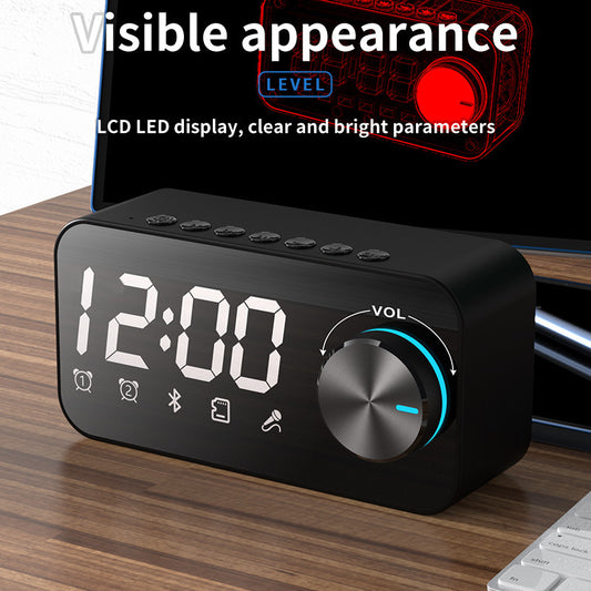 Bluetooth speaker, subwoofer, portable small stereo, mini clock, outdoor home dual alarm clock, large volume