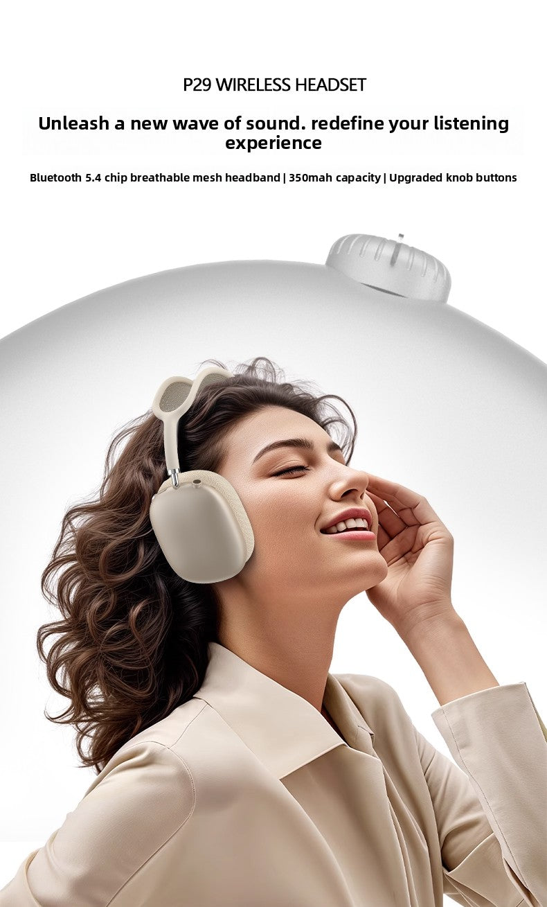 P29MAX Wireless Headset Bluetooth Headset Wired Extra Long Battery Life Type-C Headset, Magnetic Earmuffs Mesh Head Arch Knob Button