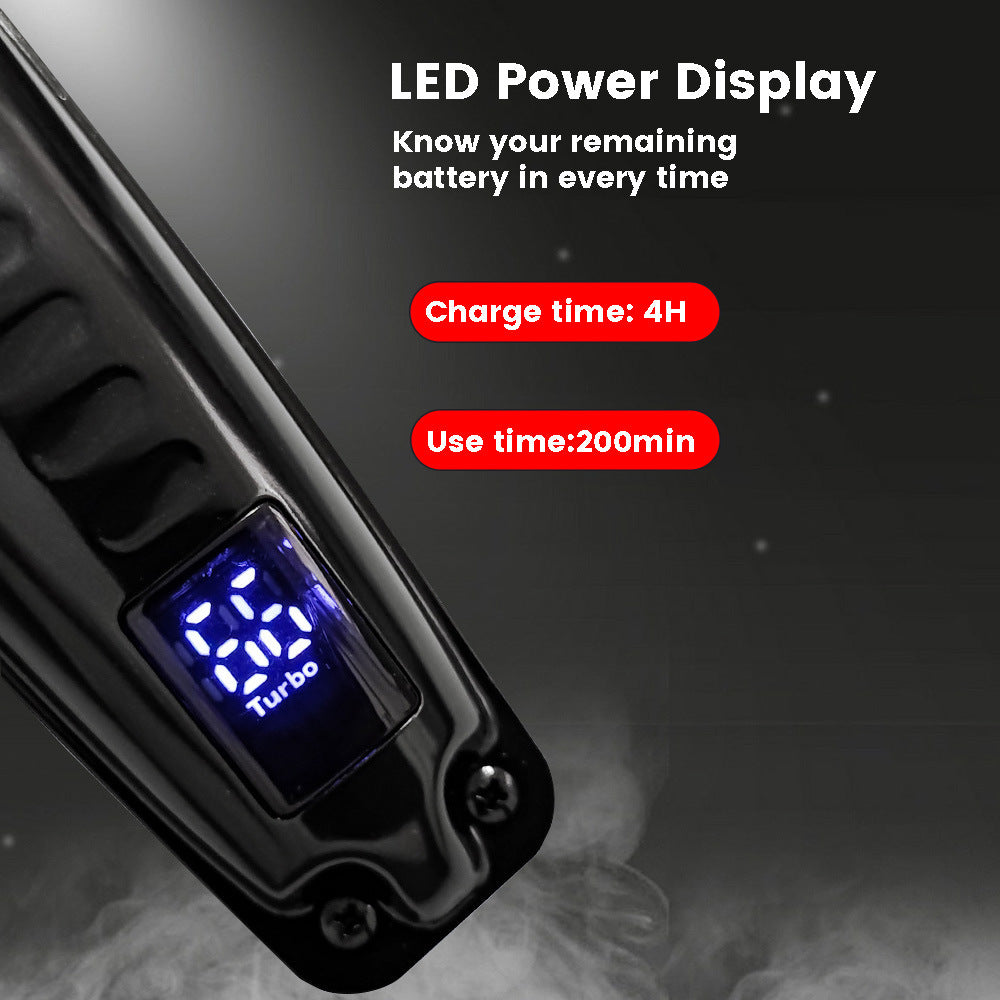 Oil head haircut, electric rechargeable electric pusher, LCD digital display function engraving gradual change electric push shearing