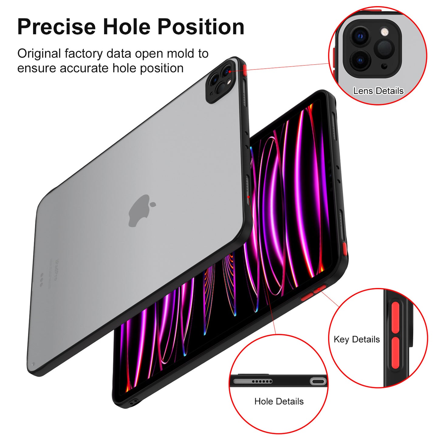 For IPAD11PRO 10.2/9 inch AIR5 4 3 2 mini4 5 6 flat protective shell skin feel