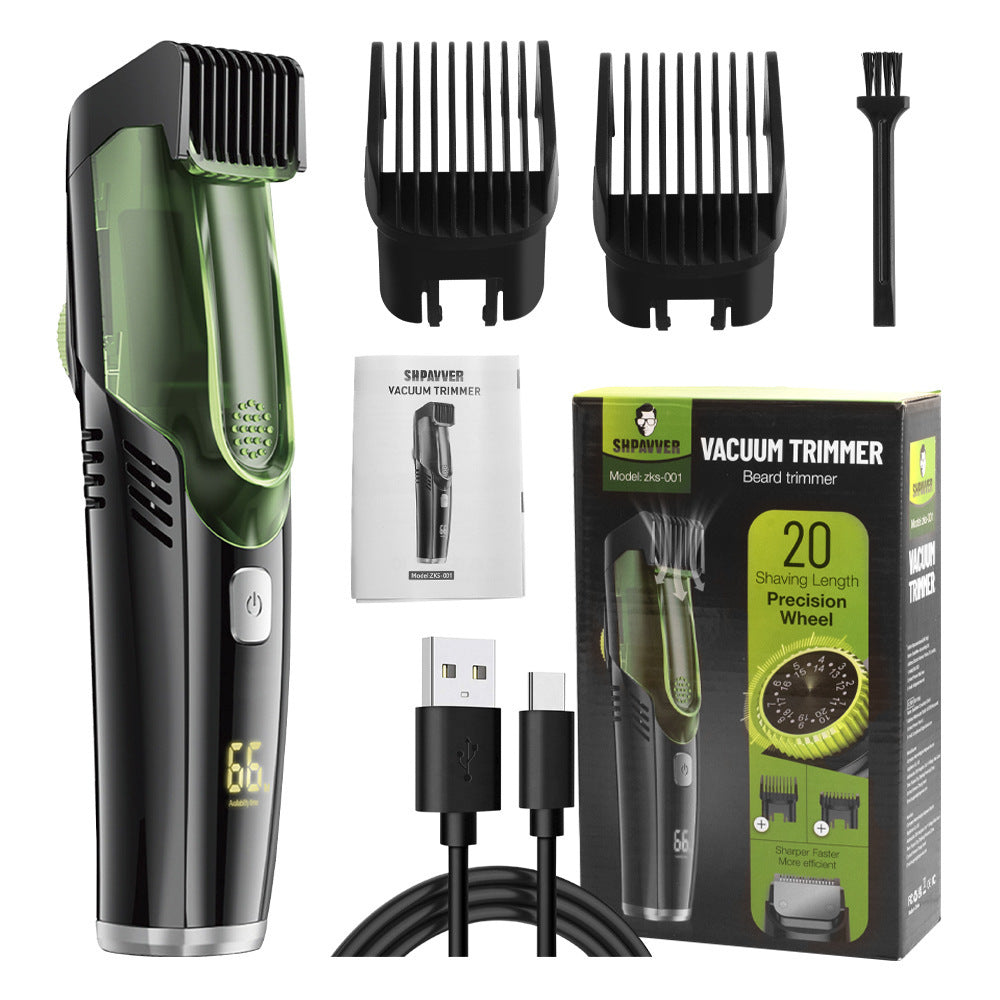New automatic hair suction haircut device, electric haircut fader, adjustable knife distance, waterproof body LCD digital display