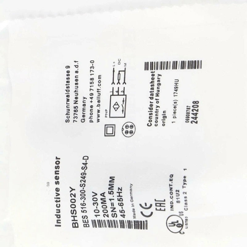 BHS002Y (BES 516-300-S249-S4-D) sensors for BALLUFF