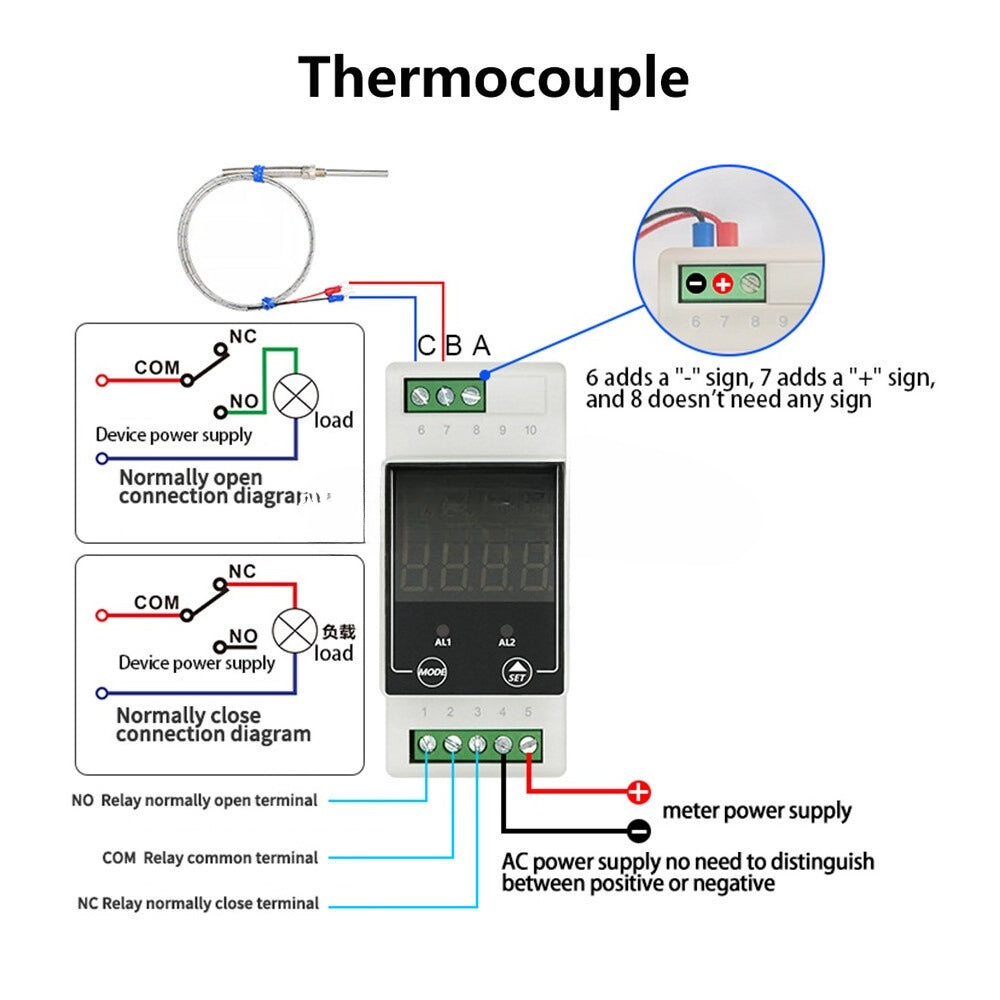 AC100-240V Din Rail Intelligent Digital Temperature Controller Thermostat 8-24V
