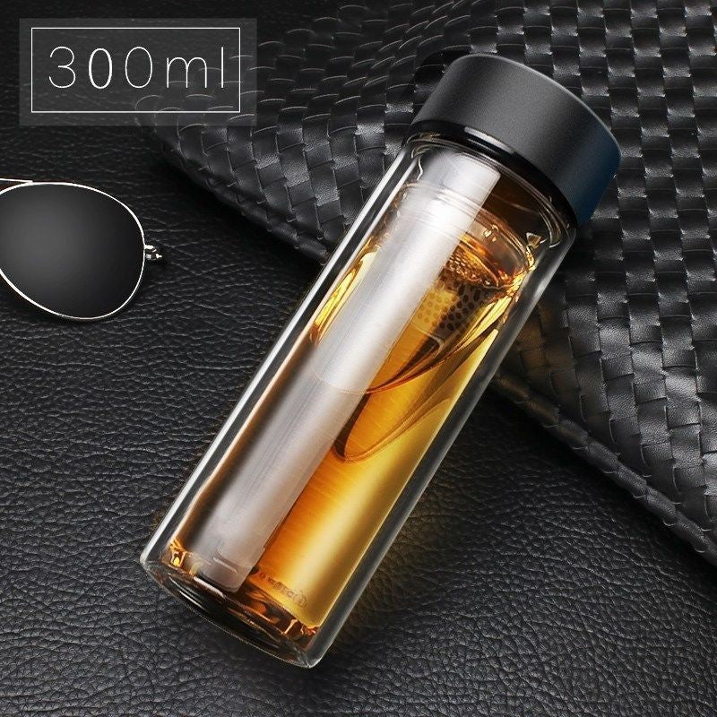 Glass Stainless Steel Double Layers Vacuum Thermos Coffee Travel Mug Drink Cup