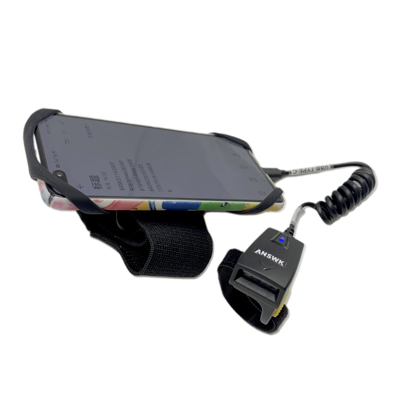 ANSWK 2D qr code imaging omni-directional qr code  portable ergonomic  mini corded single finger wearable ring barcode scanner