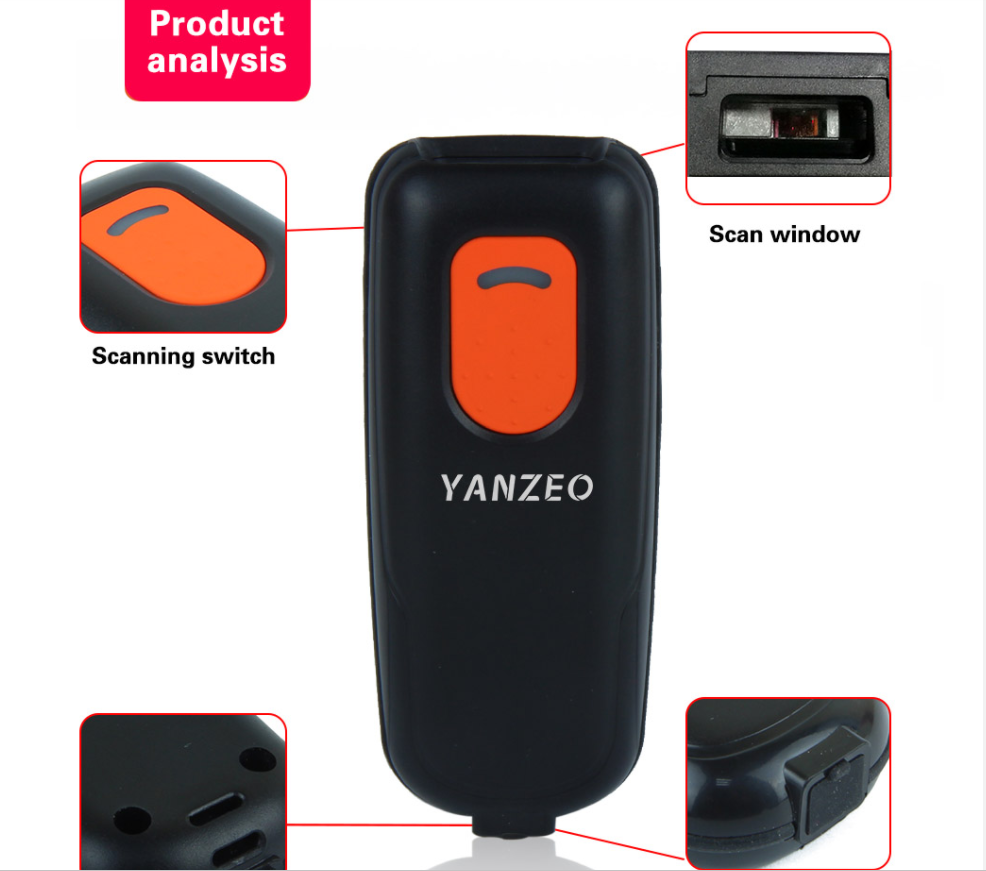 Free shipping Mini 1D/2D wireless bluetooth bar code scanner laser portable reader is suitable for USB interface