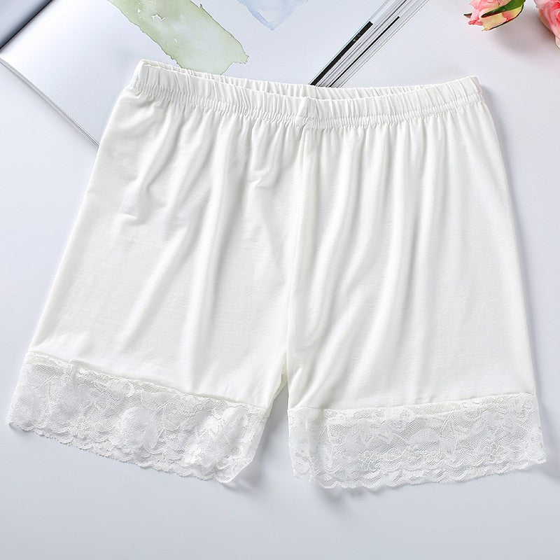 Ice silk seamless safety pants Anti-light three-leg pants Lace leggings women