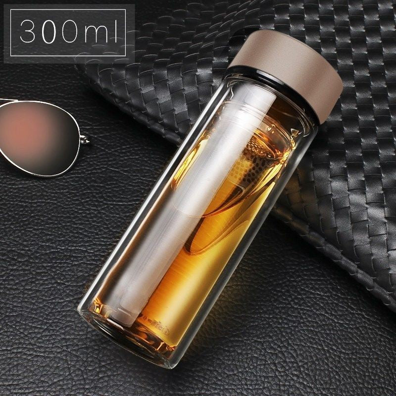 Glass Stainless Steel Double Layers Vacuum Thermos Coffee Travel Mug Drink Cup