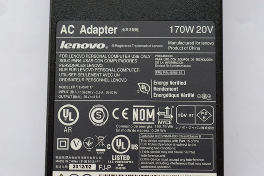 Power Adapter For Lenovo ThinkPad 45N0117 W520 W530 20V 8.5A 170W power adapter