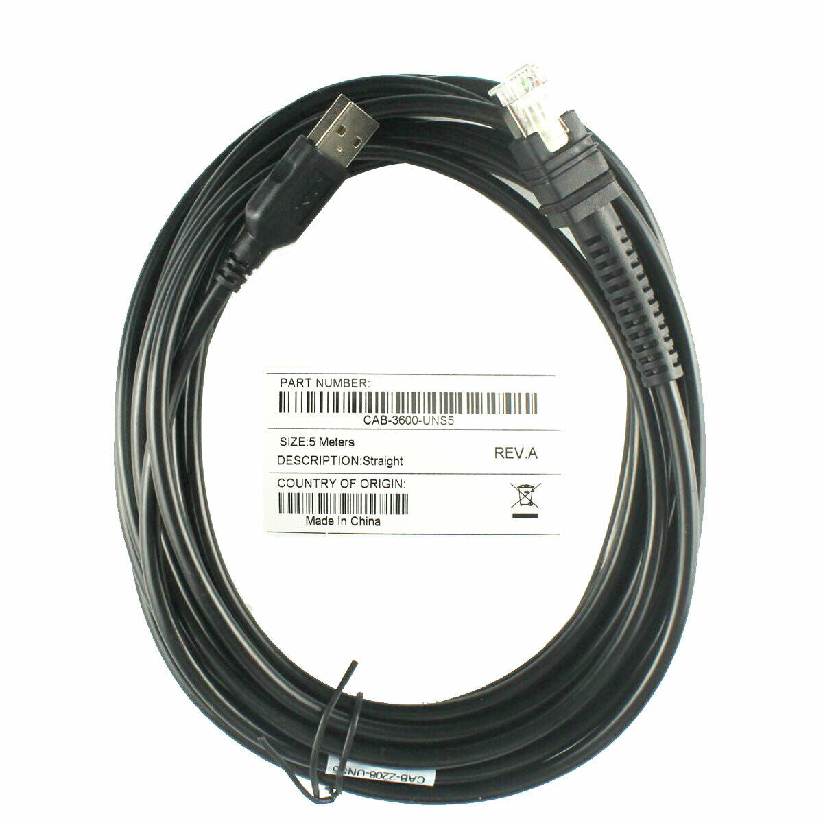 5pcs 16.5FT Straight USB Cable for Zebra LI3608 LI3678 DS3608 DS3678 Scanner