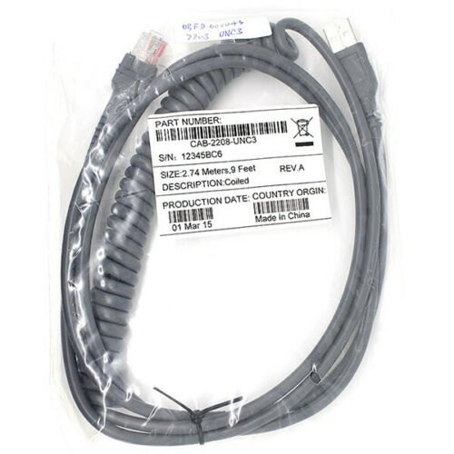 9FT Coiled USB Cable for Motorola Symbol LS2208 LS4208 DS6708 CBA-U12-C09ZAR