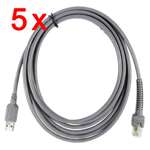 5x CBA-U01-S07ZAR 9FT USB Cable for Motorola Symbol LS2208 LS4208 Scanner