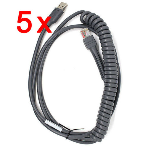 5x CBA-U12-C09ZAR 9FT Coiled USB Cable for Motorola Symbol LS2208 LS2200 LS4208
