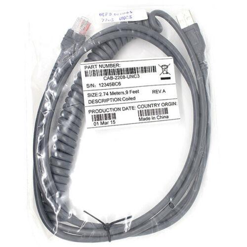 2pcs CBA-U12-C09ZAR 3M Coiled USB Cable for Motorola Symbol DS6707 DS6878 DS9808