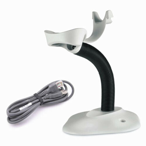 6FT USB Cable & White Gooseneck Stand HOLDER for Symbol LS2208 Barcode Scanner
